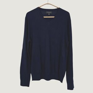 Banana Republic Mens Navy Blue 100% Merino Wool V-Neck Sweater Small 462570-01